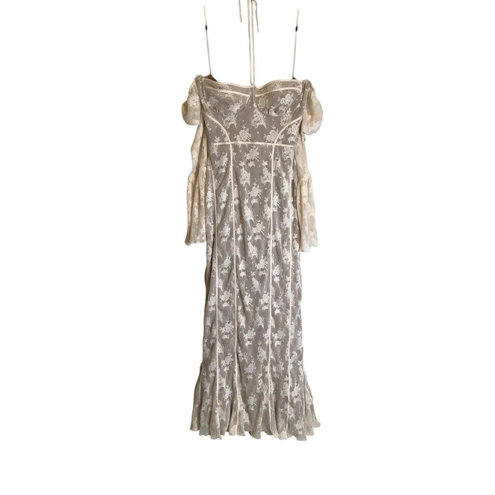 House of CB Women's Vintage Cream Delilah Lace Maxi Dress Size L+ Plus(10-12)NWT - Picture 5 of 13